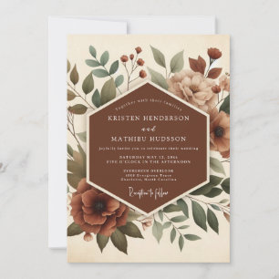 Terracotta Artful Botanical Wedding Invitation