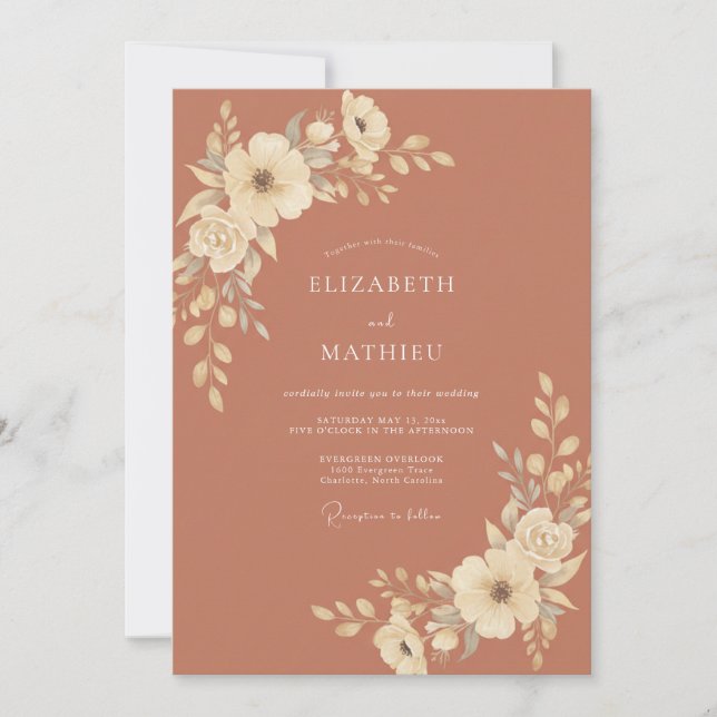 Terracotta Artistic Bohemian Wedding Invitation (Front)