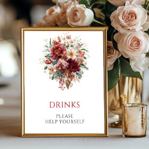Terracotta Autumn Floral Drinks 8x10 Wedding Poster