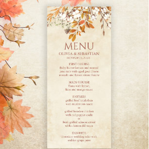 Terracotta Autumn Leaves Boho Fall Wedding Menu