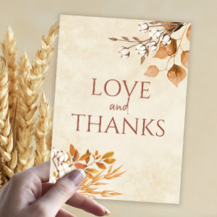 Terracotta Autumn Leaves Boho Fall Wedding Thank You Card