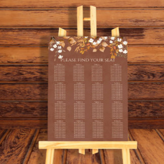 Terracotta Autumn Leaves Wedding Seating Chart