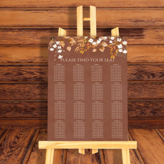 Terracotta Autumn Leaves Wedding Seating Chart (Creator Uploaded)