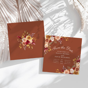 Terracotta Autumn Wedding Floral Save the Date