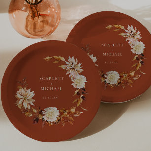 Terracotta Autumn Wedding Paper Plate