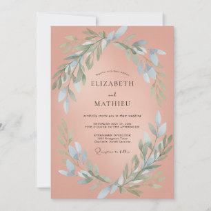 Terracotta Azure Foliage Soft Eucalyptus Wedding Invitation