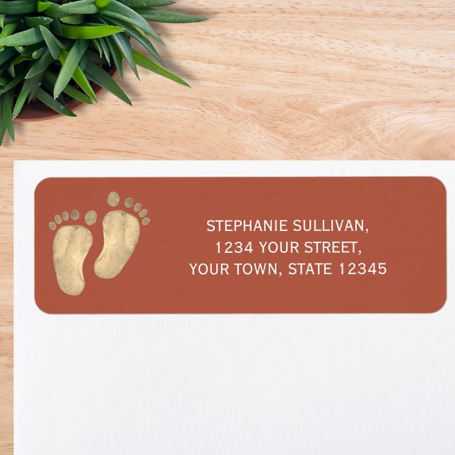 Terracotta Baby Feet Return Address Label (Creator Uploaded)