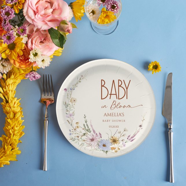 Terracotta Baby in Bloom Wildflower Paper Plate  (Creator Uploaded)