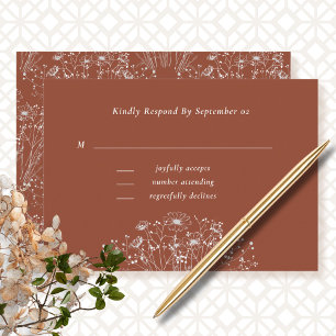 Terracotta Background Wildflower Wedding RSVP