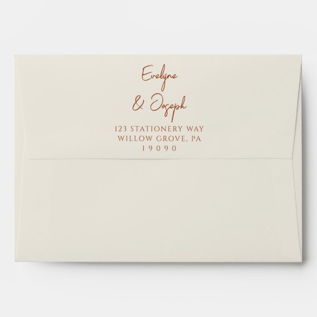 Terracotta Beige Boho Earthy Whimsical Wedding     Envelope (Back (Top Flap))