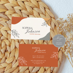 Terracotta & Beige Boho Minimalist Business Card