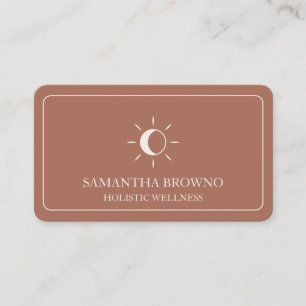 Terracotta Beige Celestial Sun Moon Holistic Welln Business Card
