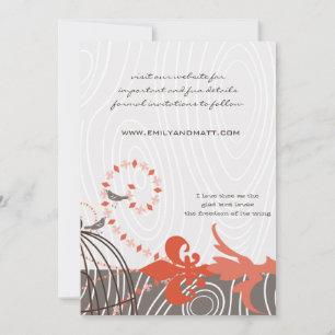 Terracotta Beige Driftwood Love Birds Birdcage Invitation