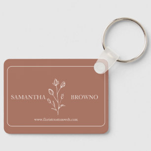 Terracotta Beige Elegant Flower Event Designer Key Ring
