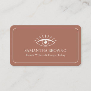 Terracotta Beige Evil Eye Holistic Wellness Reiki Business Card
