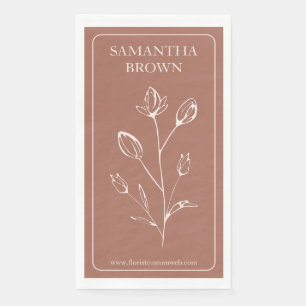 Terracotta Beige Framed Branding Logo Flower Napkin