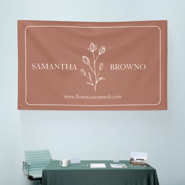 Terracotta Beige Framed Flower Botanical Banner (Tradeshow)