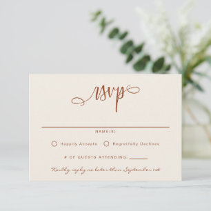Terracotta Beige Handwritten Script Simple RSVP Card