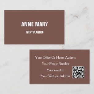 Terracotta Beige Modern Event Planner QR Code Business Card
