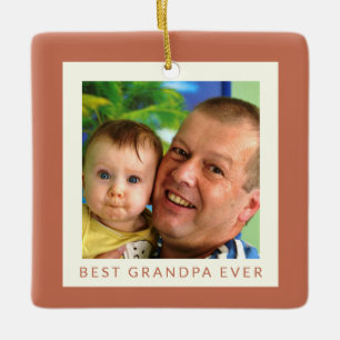 Terracotta Best Grandpa Ever Photo Christmas Ceramic Ornament