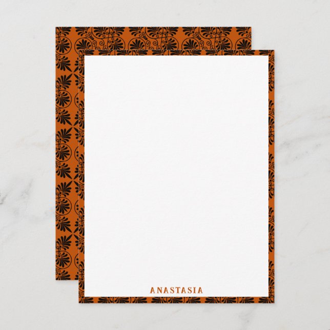 Terracotta Black Ancient Greek Meander Pattern Card (Front/Back)
