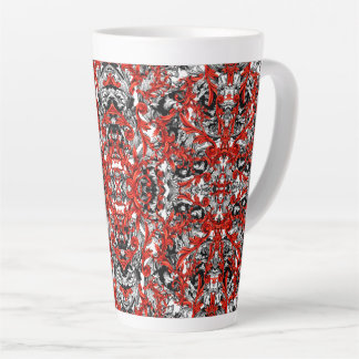 TERRACOTTA BLACK AND WHITE BAROQUE ORNAMENTAL LATTE MUG