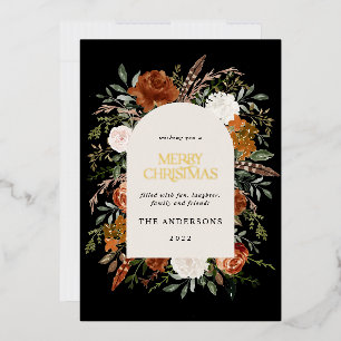Terracotta black floral arch modern Christmas Foil