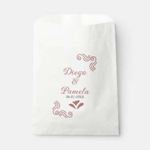 Terracotta black rustic spanish wedding couple en favour bags