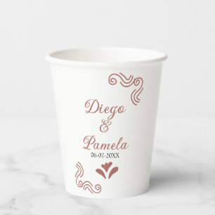 Terracotta black rustic spanish wedding couple en paper cups