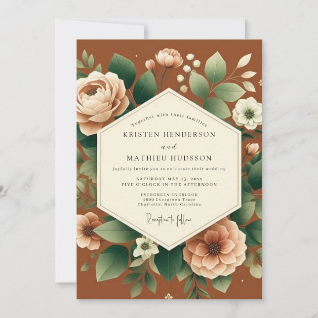 Terracotta Bloom Autumn Wedding Invitation (Front)