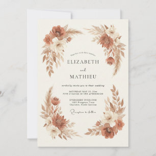 Terracotta Bloom Flourish Wedding Invitation