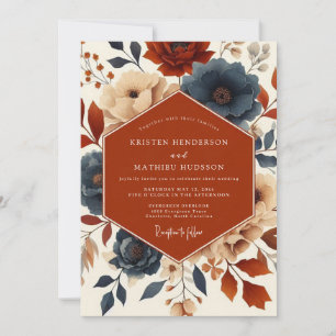 Terracotta Bloom Romance Wedding Invitation