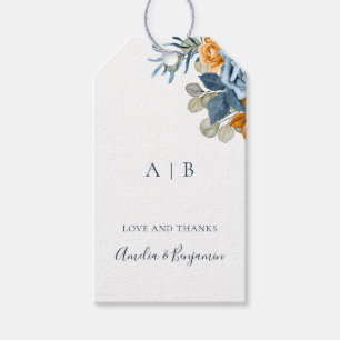 Terracotta Blue Rust Elegant Thank You Wedding Gift Tags