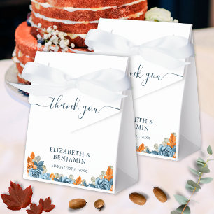 Terracotta Blue Rust Eucalyptus Monogram Thank You Favour Box