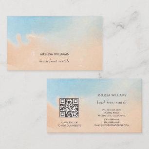 Terracotta Blue Watercolor Ocean Business Card
