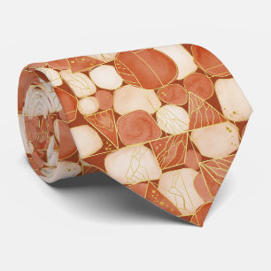 Terracotta Blush Cream Geometric Gold Mosaic Tie