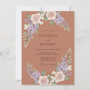 Terracotta Blush Floral Romance Wedding Invitation