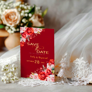 Terracotta  Blush Floral Wedding Save The Date
