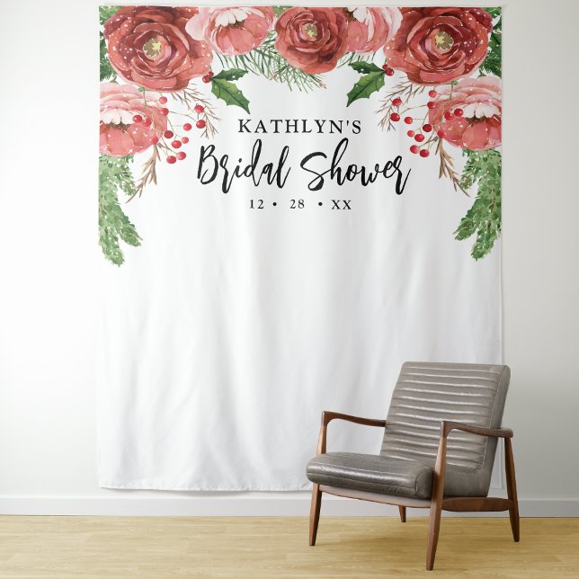 Terracotta Blush Pink Floral Bridal Shower Tapestry (Creator Uploaded)