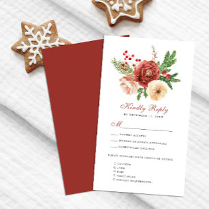 Terracotta Blush Pink Floral Foliage Wedding RSVP Enclosure Card