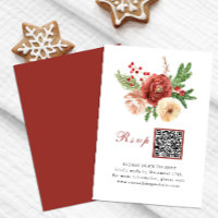 Terracotta Blush Pink Floral Wedding QR Code RSVP