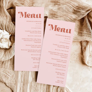 Terracotta & Blush Pink Retro Groovy Wedding   Menu