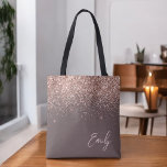 Terracotta Blush Pink Rose Gold Glitter Monogram  Tote Bag<br><div class="desc">Terracotta and Pink Rose Gold and Blush Pink Faux Sparkle and Glitter Elegant Monogram Book Bag. This Book Bag can be customised to include your initial and first name and given as a gift for Christmas,  Sweet 16 Birthday,  Bridal Shower or a Wedding.</div>