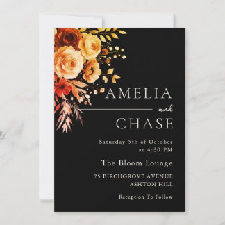 Terracotta Blush Vintage Floral Wedding Invitation