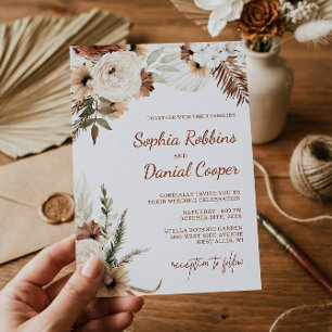 Terracotta Bohemian Floral Earthy Wedding Invitation