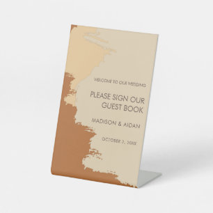 Terracotta Bohemian Watercolor Wedding Welcome Pedestal Sign