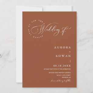 Terracotta Boho Arch QR Code Wedding Photo Invitation