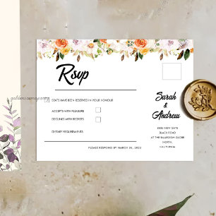 Terracotta Boho Autumn Floral Wedding RSVP Card