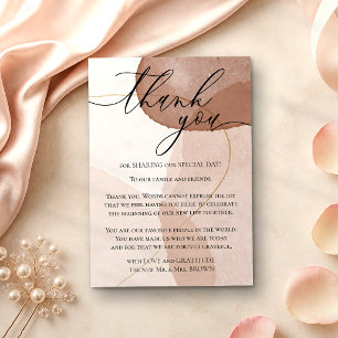 Terracotta Boho Beach Watercolor Beige Thank You Enclosure Card