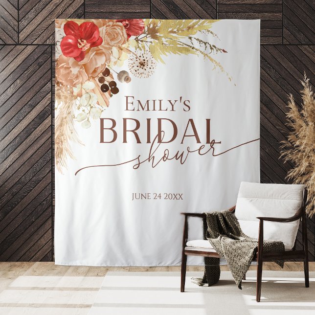 Terracotta Boho Bridal Shower Backdrop Photo Prop Tapestry (Creator Uploaded)